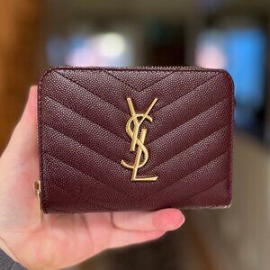 YSL Saint Laurent cassandre matelassé compact zip around wallet - Authentic